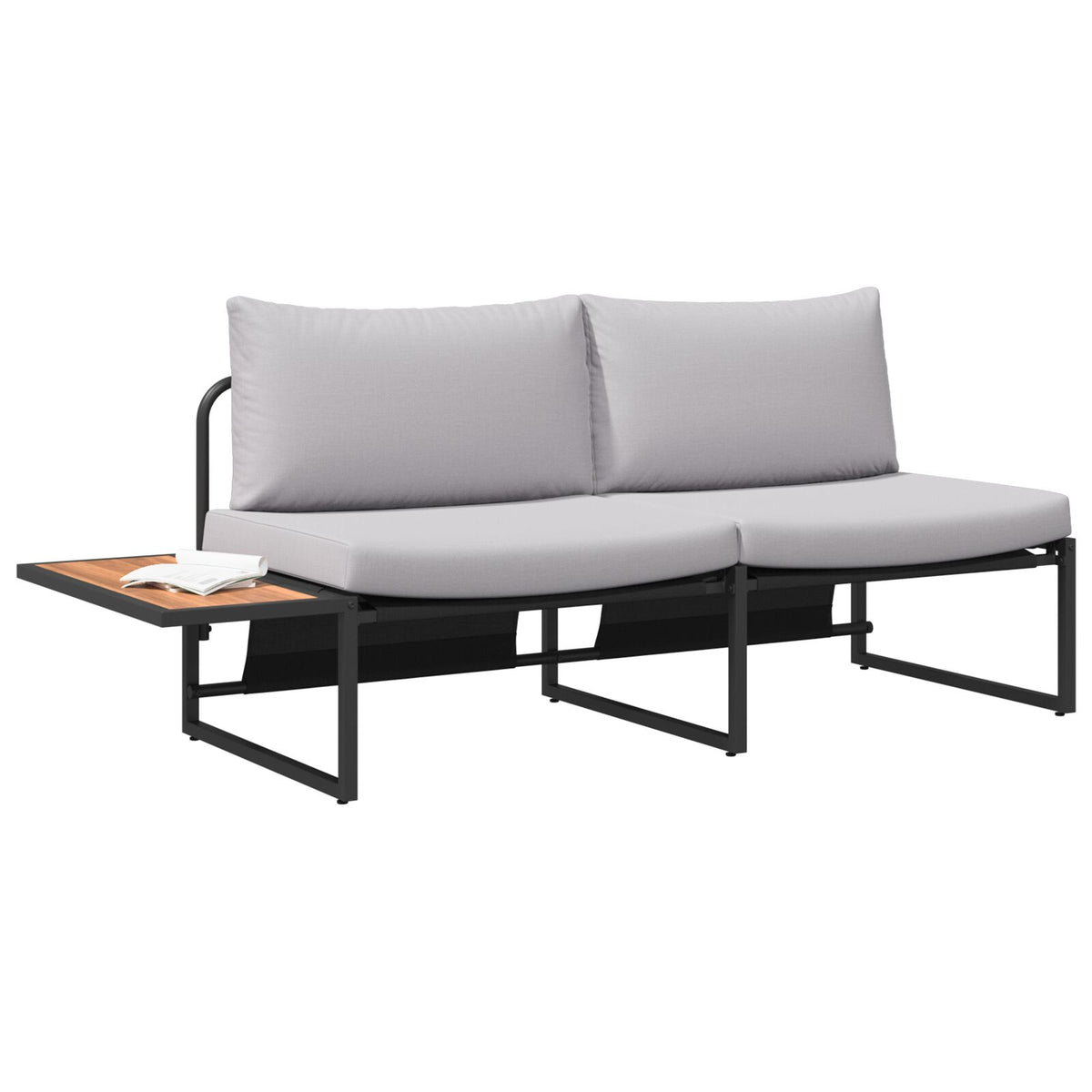 2-Sitzer Garten-Sofa mit hellgrauen Kissen