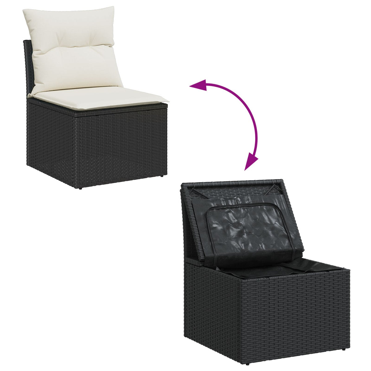 5-teilige Garten Essgruppe mit Kissen Schwarz Poly-Rattan