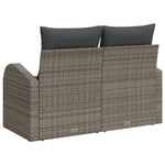 2-Sitzer Garten Sofa mit Stauraum & Kissen Grau Poly Rattan