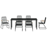 7-teilige Garten-Essgruppe Schwarz PVC-Rattan