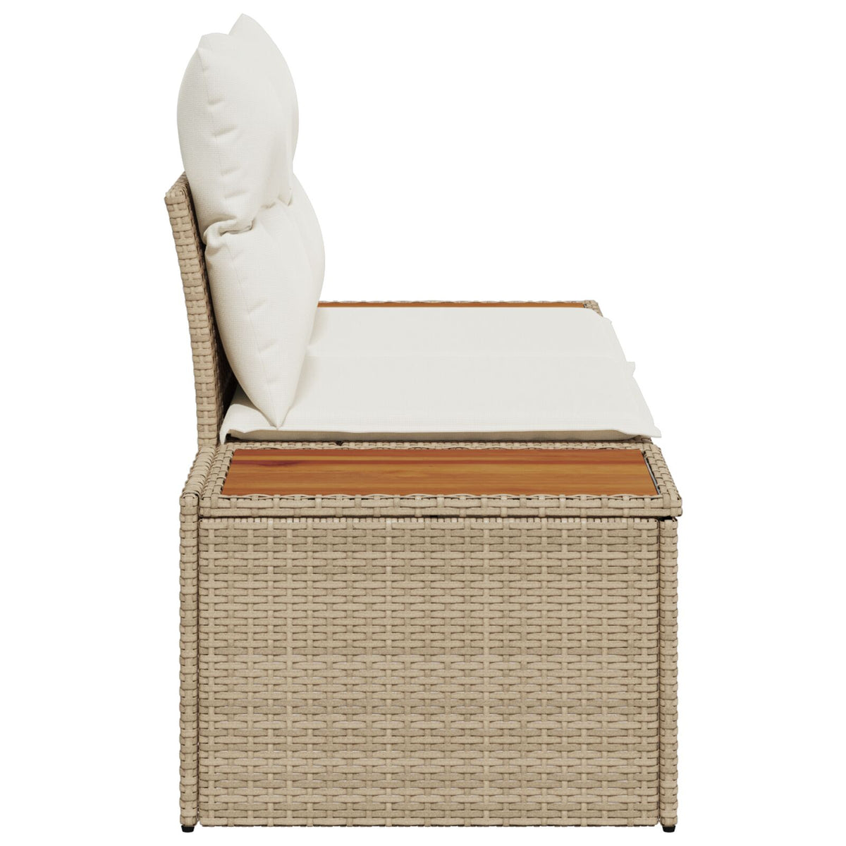 2-Sitzer Garten-Sofa mit Kissen Beige Poly Rattan