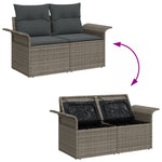 2-Sitzer Gartensofa mit Stauraum und Kissen Grau Poly Rattan