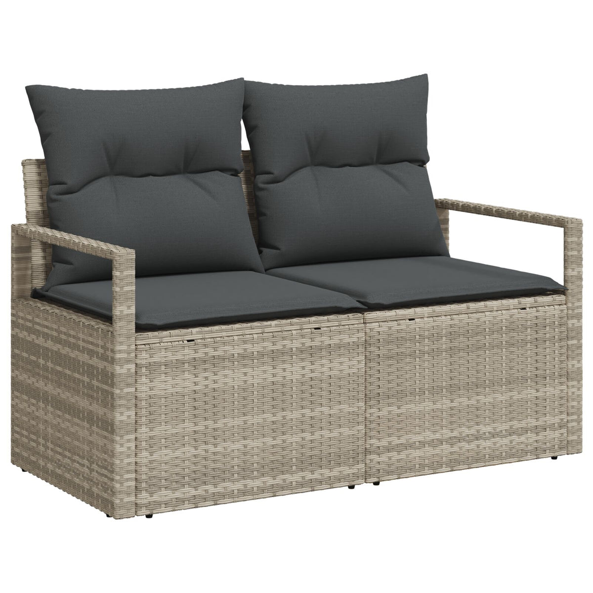 2-Sitzer Garten-Sofa mit Kissen Grau Poly Rattan
