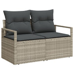 2-Sitzer Garten-Sofa mit Kissen Grau Poly Rattan