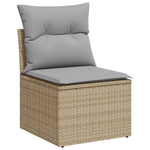 7-teiliges Garten Essgruppe mit Kissen Beige Poly Rattan Akazie