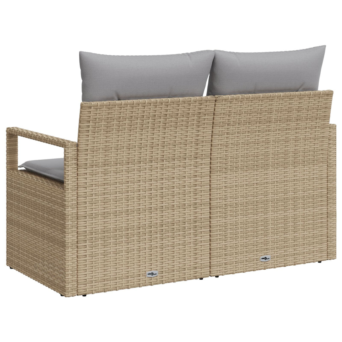 2-Sitzer Garten Sofa mit Stauraum & Kissen Beige Poly Rattan
