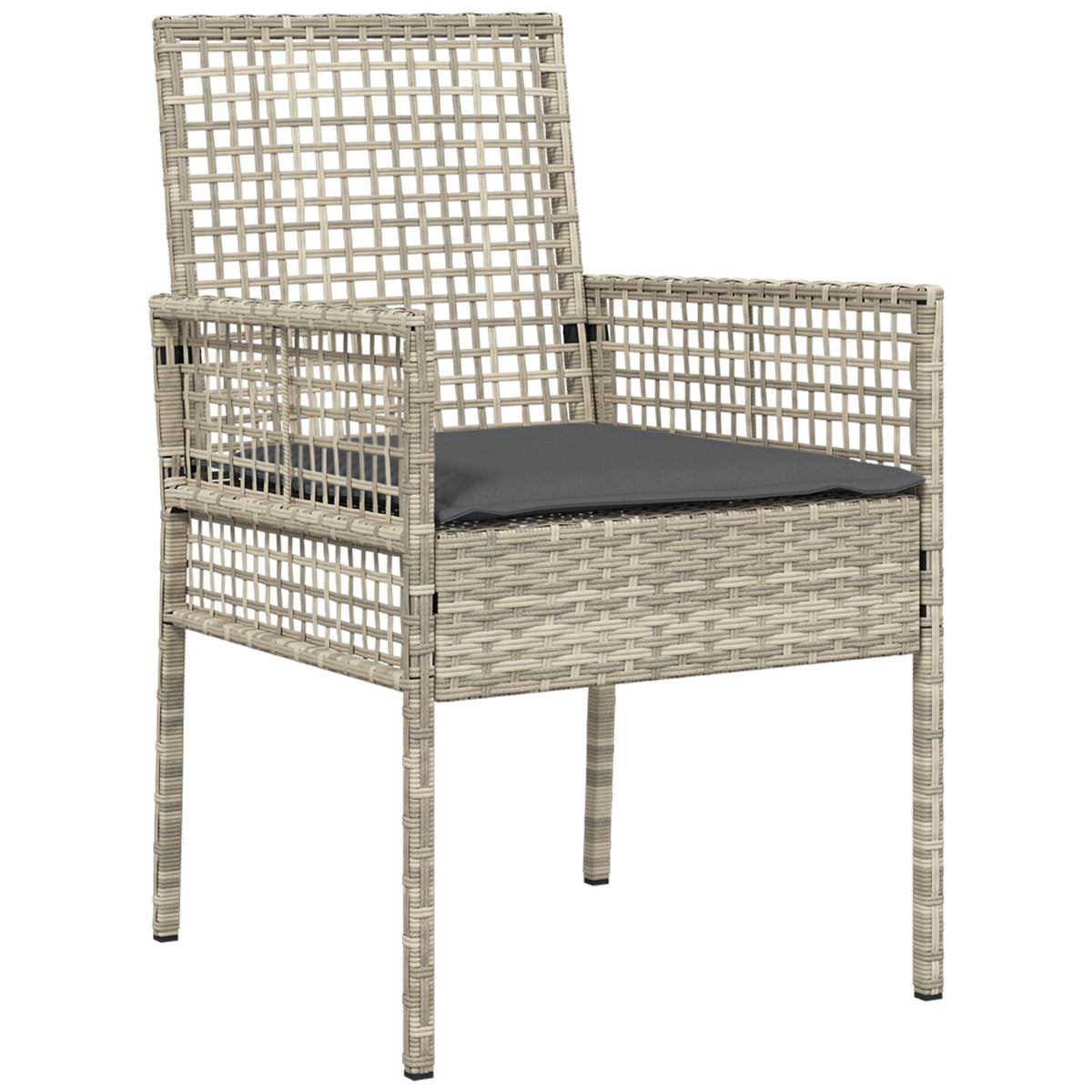 5-teiliges Garten-Essgruppen-Set mit Kissen Hellgrau Poly Rattan