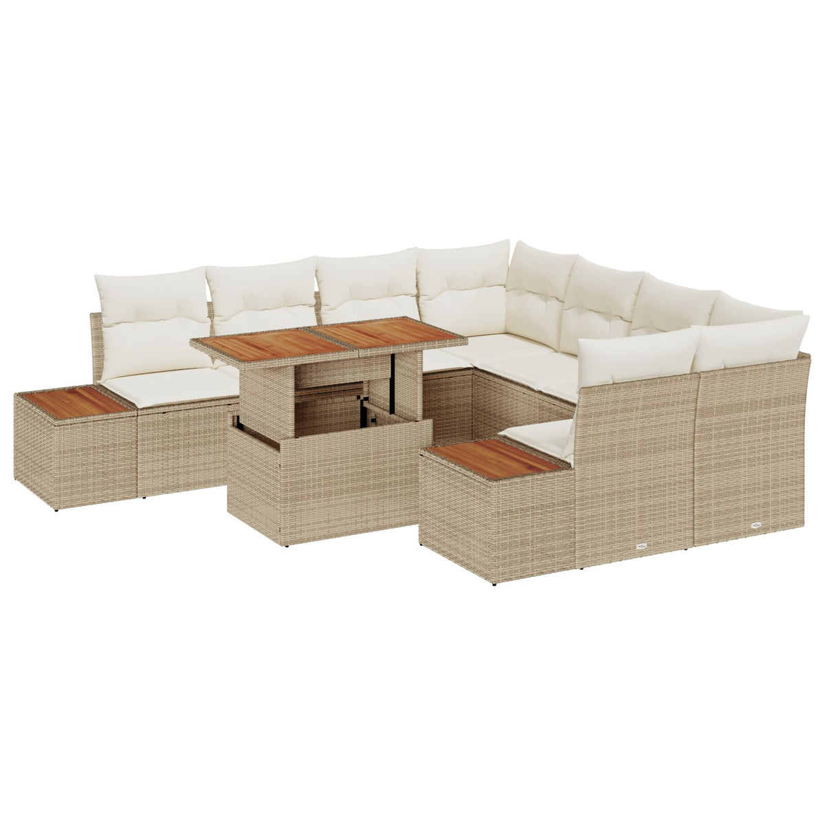 Garten Sofa Set Set von 9 Beige Rattan Garten Essgruppe