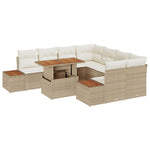Garten Sofa Set Set von 9 Beige Rattan Garten Essgruppe