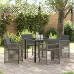 5-teiliges Garten Essgruppe mit Kissen Grau Poly Rattan