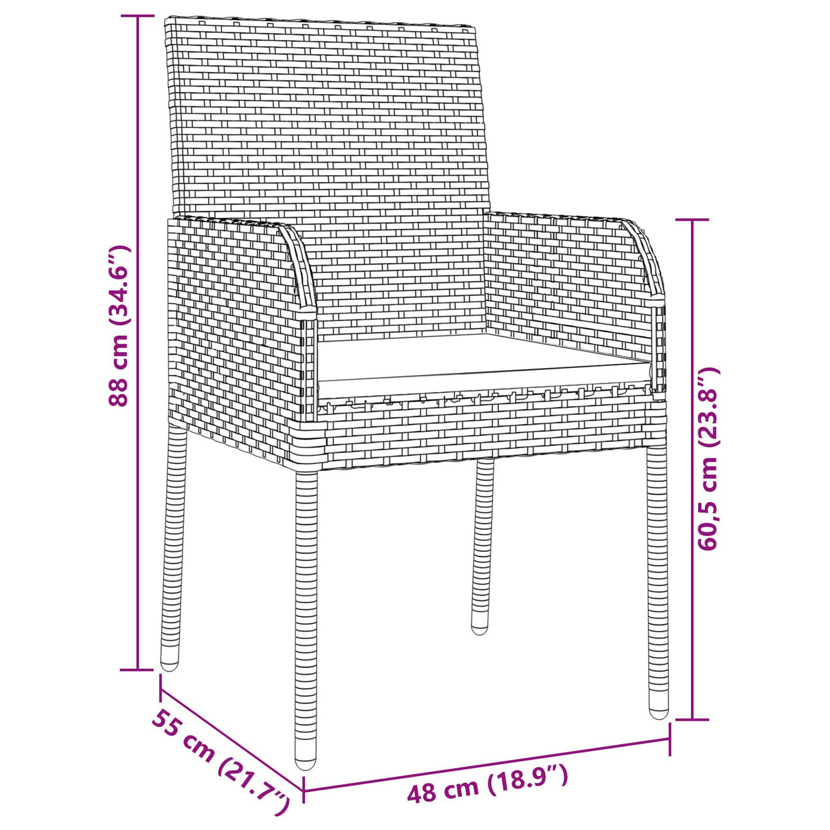 5-teilige Garten-Essgruppe mit Kissen schwarzes Poly-Rattan