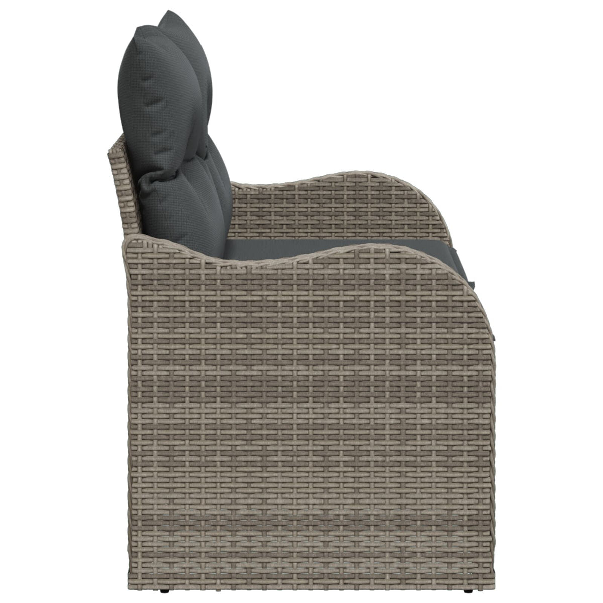 2-Sitzer Gartensofa mit Kissen Grau Poly Rattan