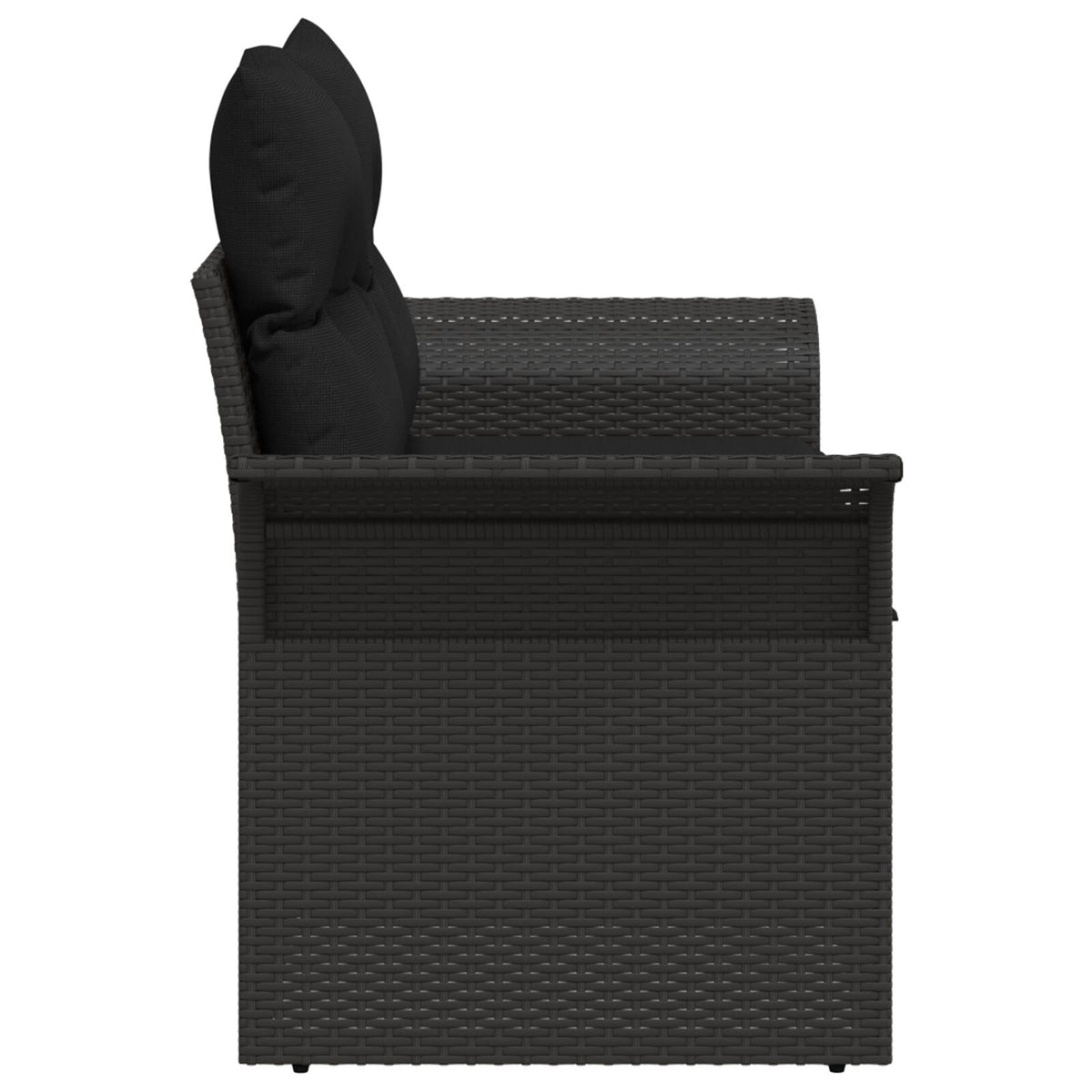 2-Sitzer Garten Sofa mit Kissen Schwarz Poly-Rattan