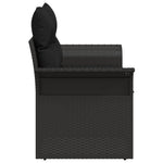 2-Sitzer Garten Sofa mit Kissen Schwarz Poly-Rattan