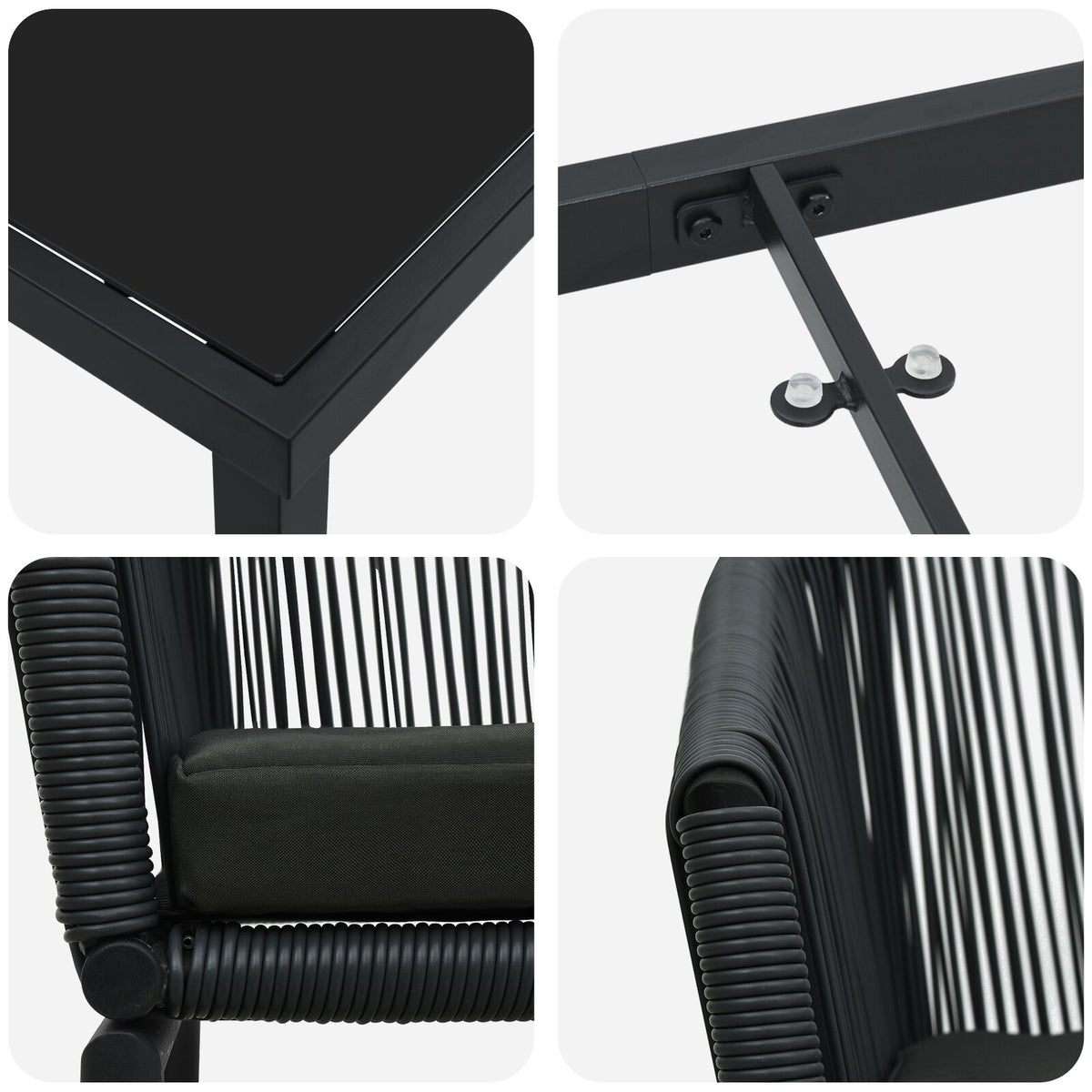 9-teiliges Garten-Essgruppe Schwarz Poly-Rattan