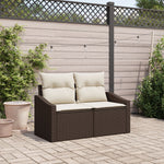 2-Sitzer Gartenbank mit Stauraum & Kissen Braun Poly Rattan