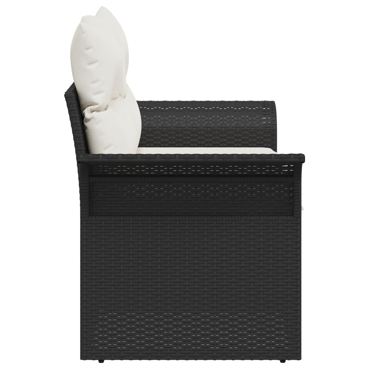 2-Sitzer Garten-Sofa mit Kissen Schwarz Poly-Rattan