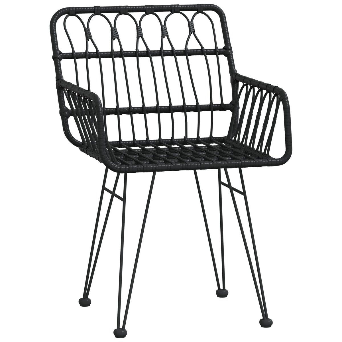 5-teilige Garten-Essgruppe Schwarz Poly Rattan