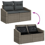 7-teiliges Garten Essset mit Kissen Schwarz Poly Rattan