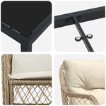 5-teiliges Garten Essgruppe mit Kissen Beige Poly Rattan