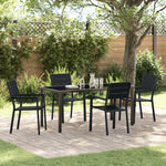 5-teilige Garten Essgruppe Schwarz HDPE