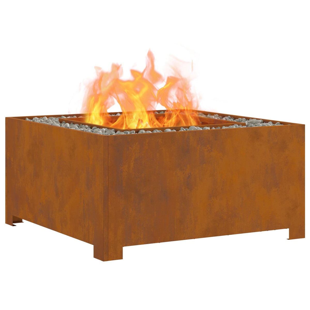 Feuerstelle Quadrat 80x80x40 cm Wetterstahl