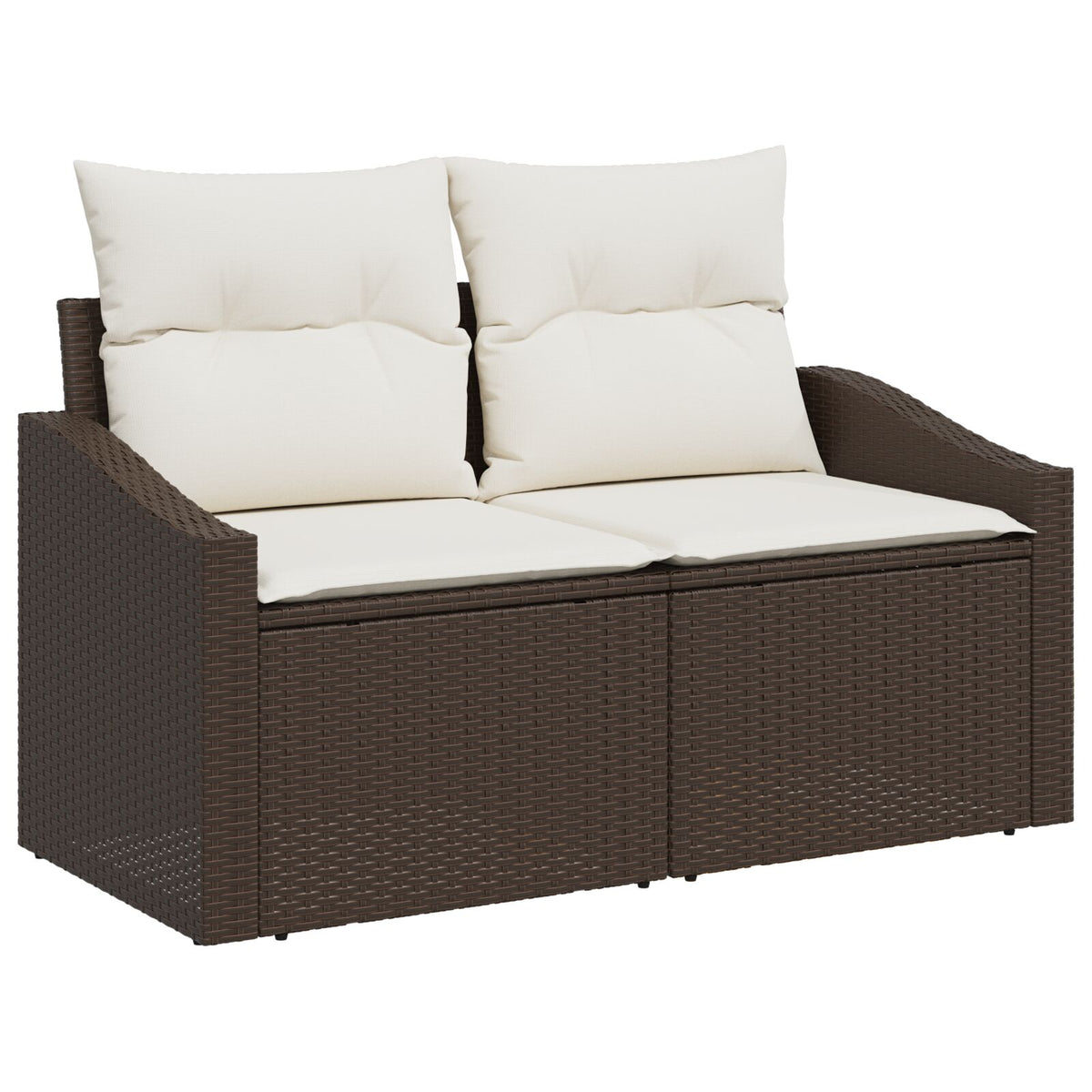 2-Sitzer Gartenbank mit Stauraum & Kissen Braun Poly Rattan