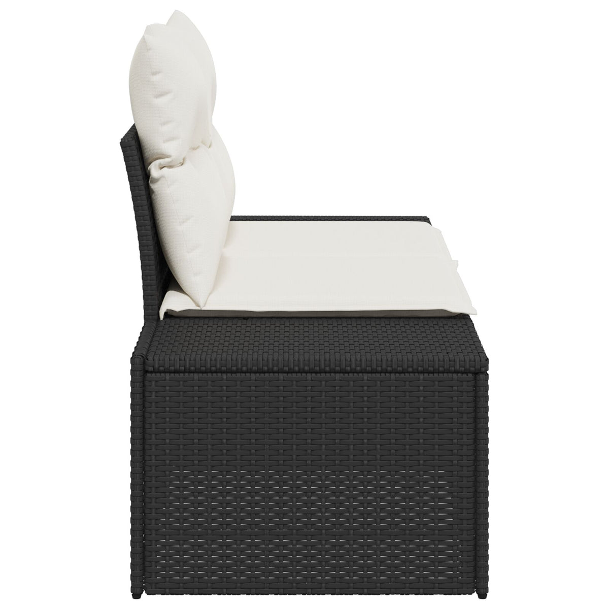 2-Sitzer Garten-Sofa mit Kissen Schwarz Poly Rattan