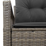 2-Sitzer Garten-Sofa mit Stauraum und Kissen Grau Poly Rattan