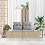 2-Sitzer Garten-Sofa mit Kissen Beige Poly Rattan