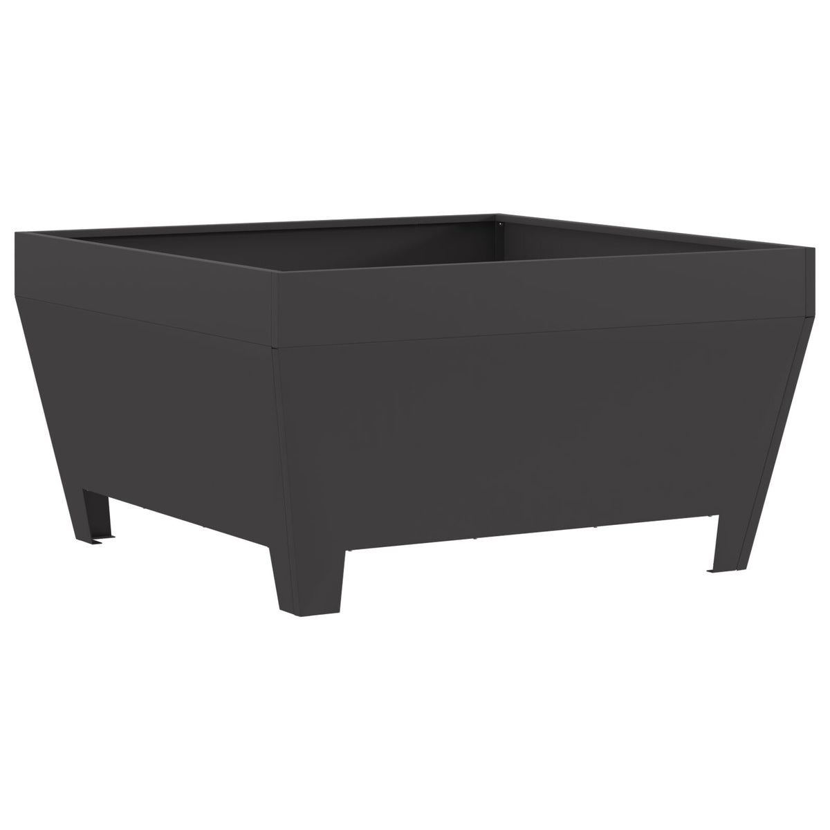 Feuerstelle Quadrat Schwarz 80x80x43 cm aus Stahl