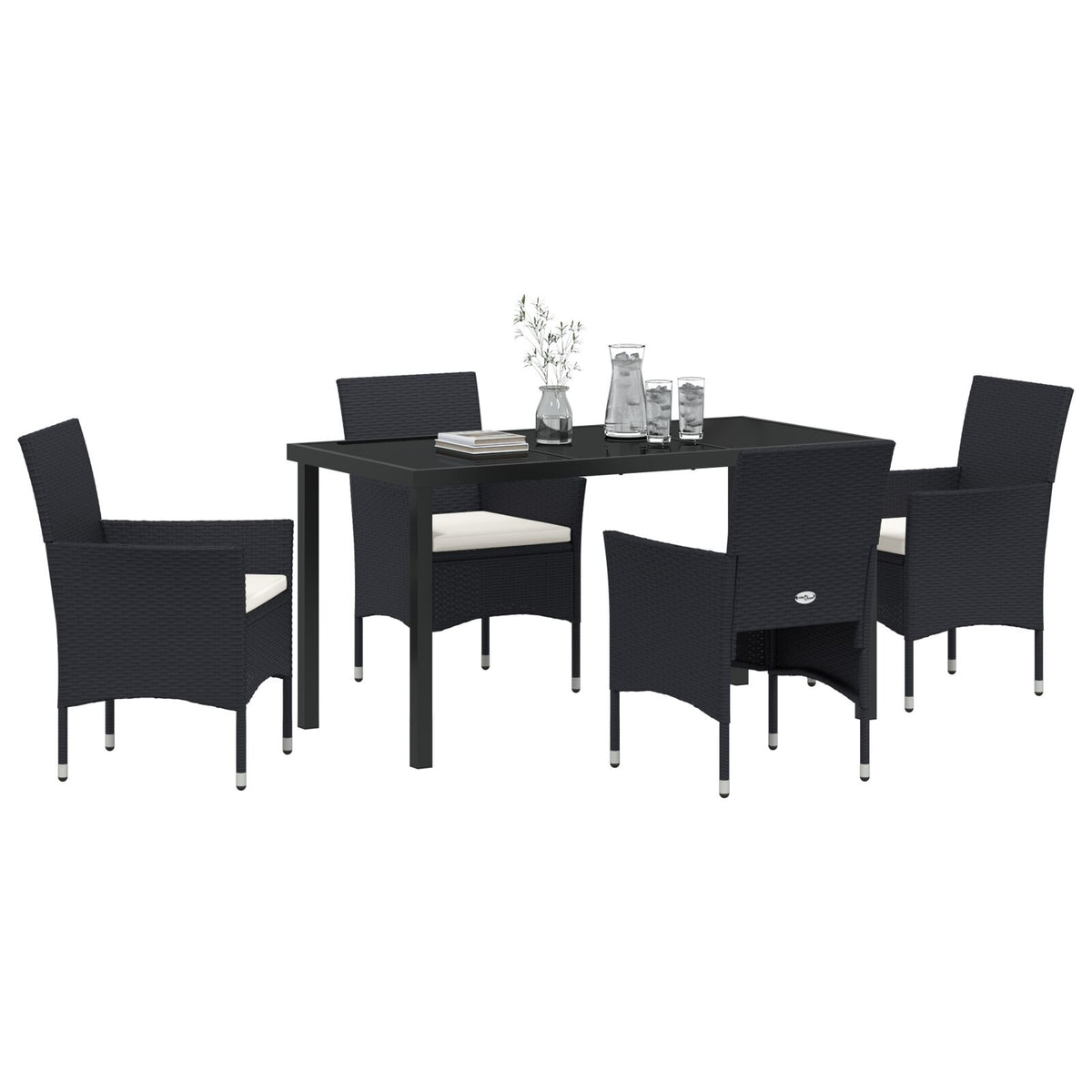 5-teilige Garten-Essgruppe Schwarz Poly-Rattan