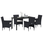 5-teilige Garten-Essgruppe Schwarz Poly-Rattan