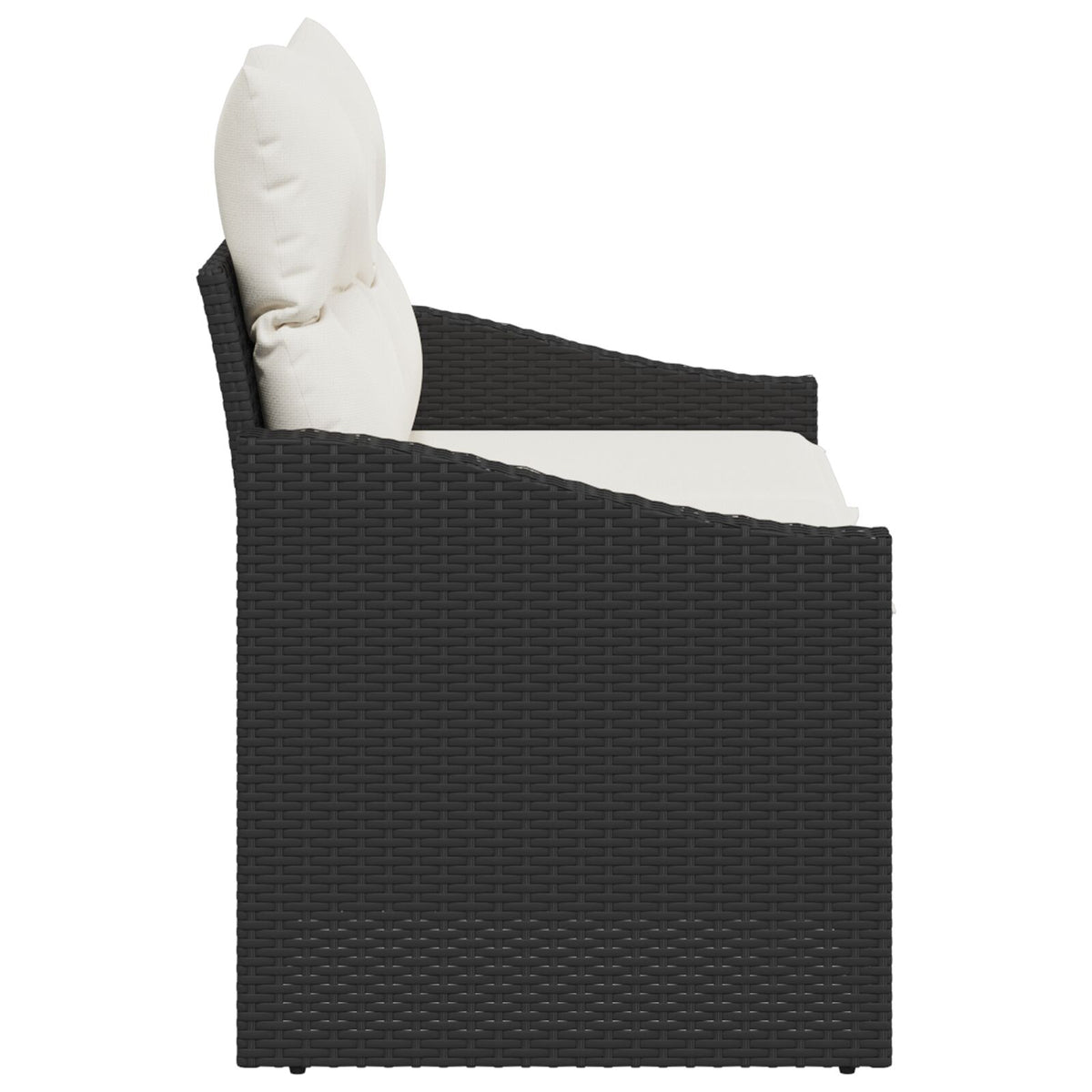 2-Sitzer Garten Sofa mit Kissen Schwarz Poly Rattan
