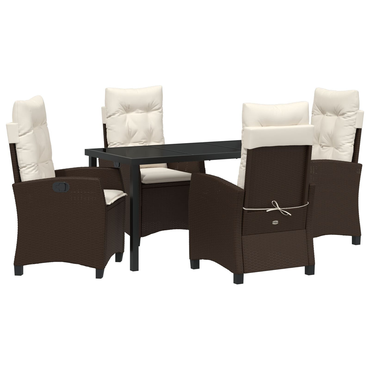 5-teiliges Garten-Essgruppe mit Kissen Braun Poly-Rattan