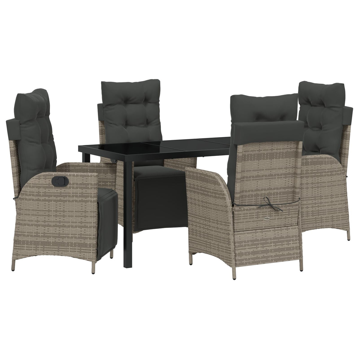 5-teiliges Garten-Essgruppe Grau Poly-Rattan