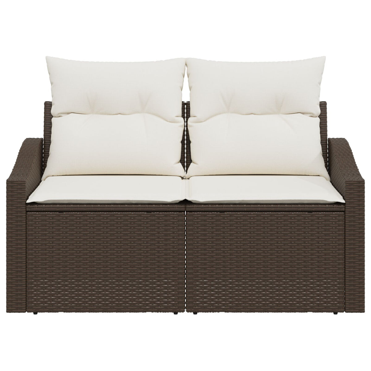 2-Sitzer Garten Sofa mit Kissen Braun Poly Rattan