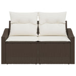 2-Sitzer Garten Sofa mit Kissen Braun Poly Rattan