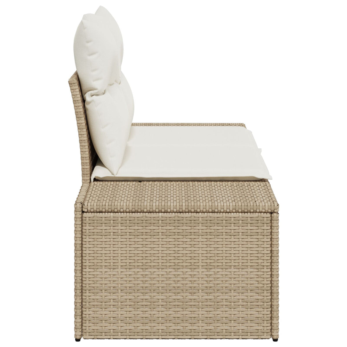 2-Sitzer Garten Sofa mit Stauraum & Kissen Beige Poly Rattan