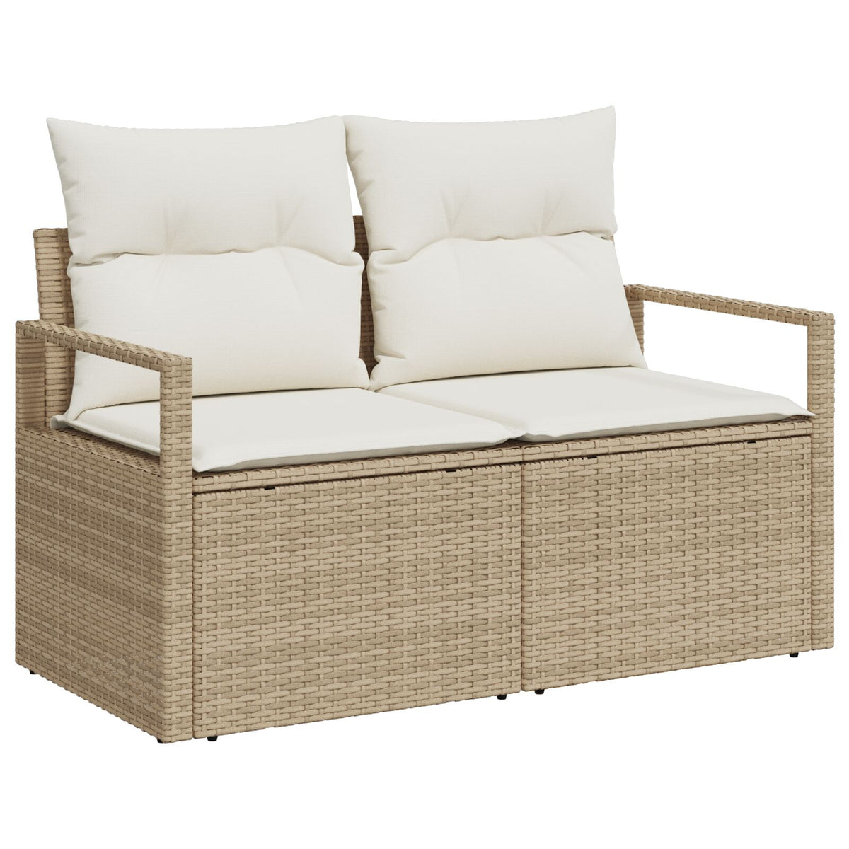 2-Sitzer Garten Sofa mit Kissen Beige Poly Rattan