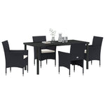 5-teiliges Garten-Essgruppen-Set Schwarz Poly-Rattan