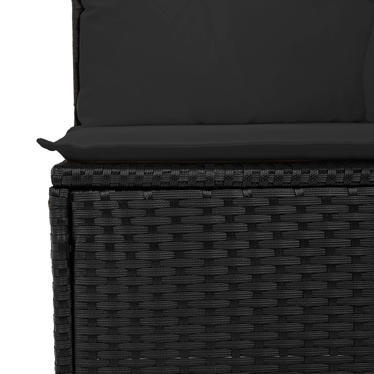7-teiliges Garten Essgruppe mit Kissen Schwarz Poly Rattan Akazie