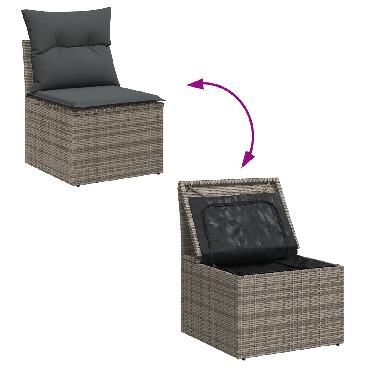 6-teilige Garten-Essgruppe mit Kissen Schwarz Poly Rattan