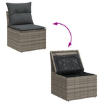 6-teilige Garten-Essgruppe mit Kissen Schwarz Poly Rattan