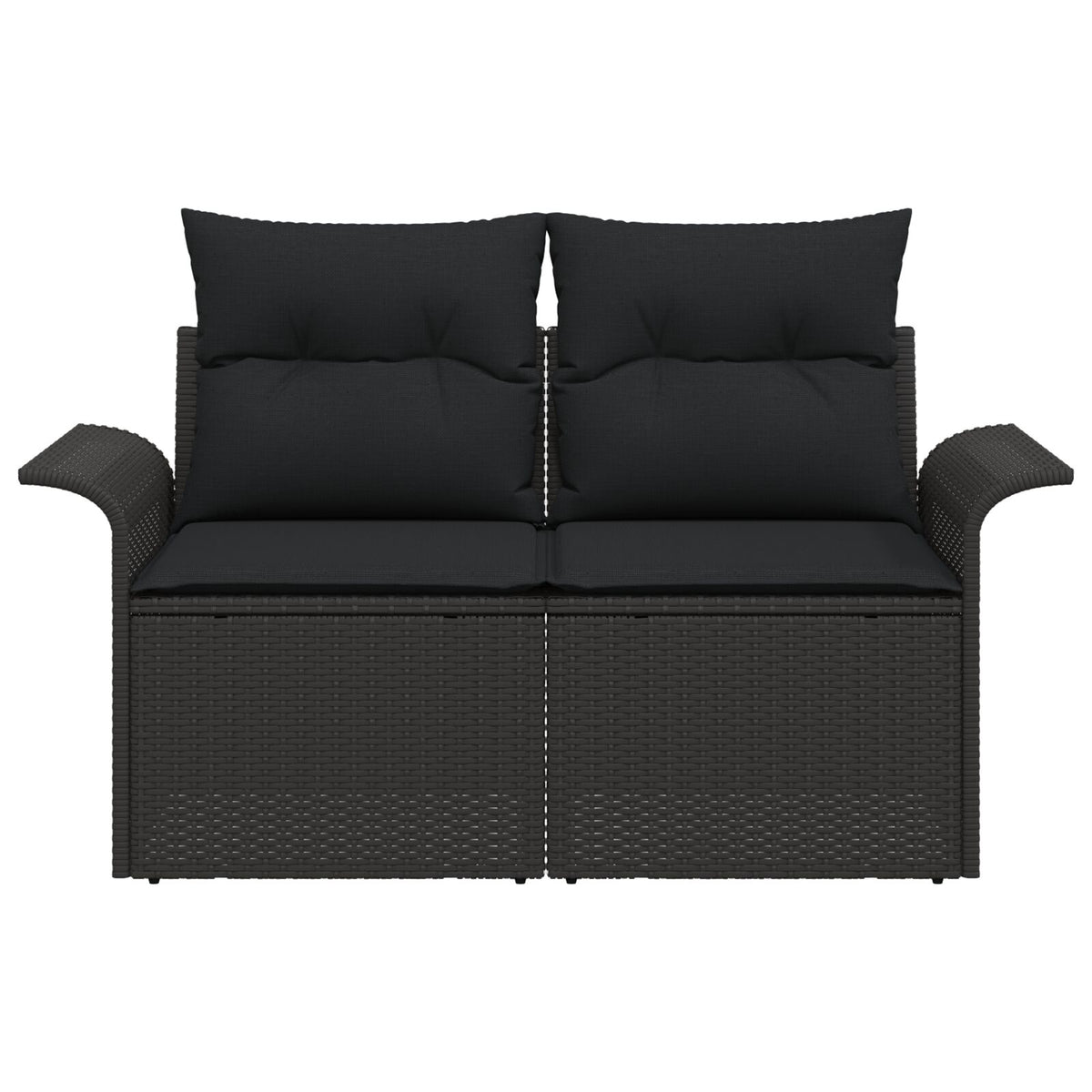 2-Sitzer Garten Sofa mit Kissen Schwarz Poly-Rattan