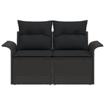 2-Sitzer Garten Sofa mit Kissen Schwarz Poly-Rattan