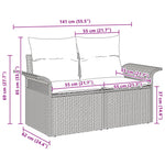 2-Sitzer Garten-Sofa mit Kissen Schwarz Poly-Rattan