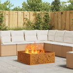Feuerstelle Quadrat 80x80x30 cm Wetterbeständiger Stahl