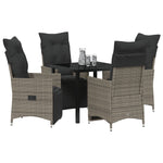 Garten-Essgruppe mit Kissen Grau Poly-Rattan