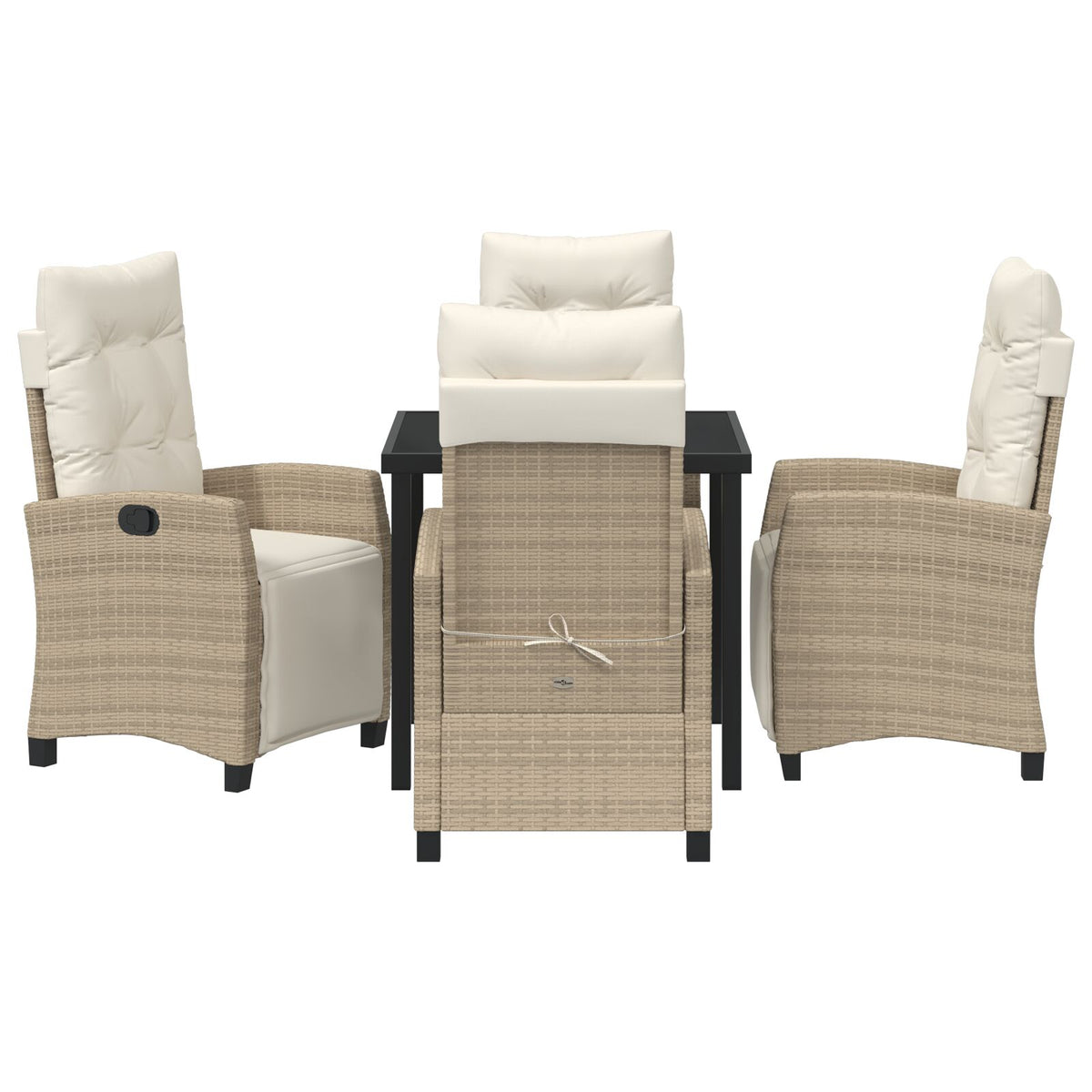 5-teilige Garten-Essgruppe Beige Poly-Rattan